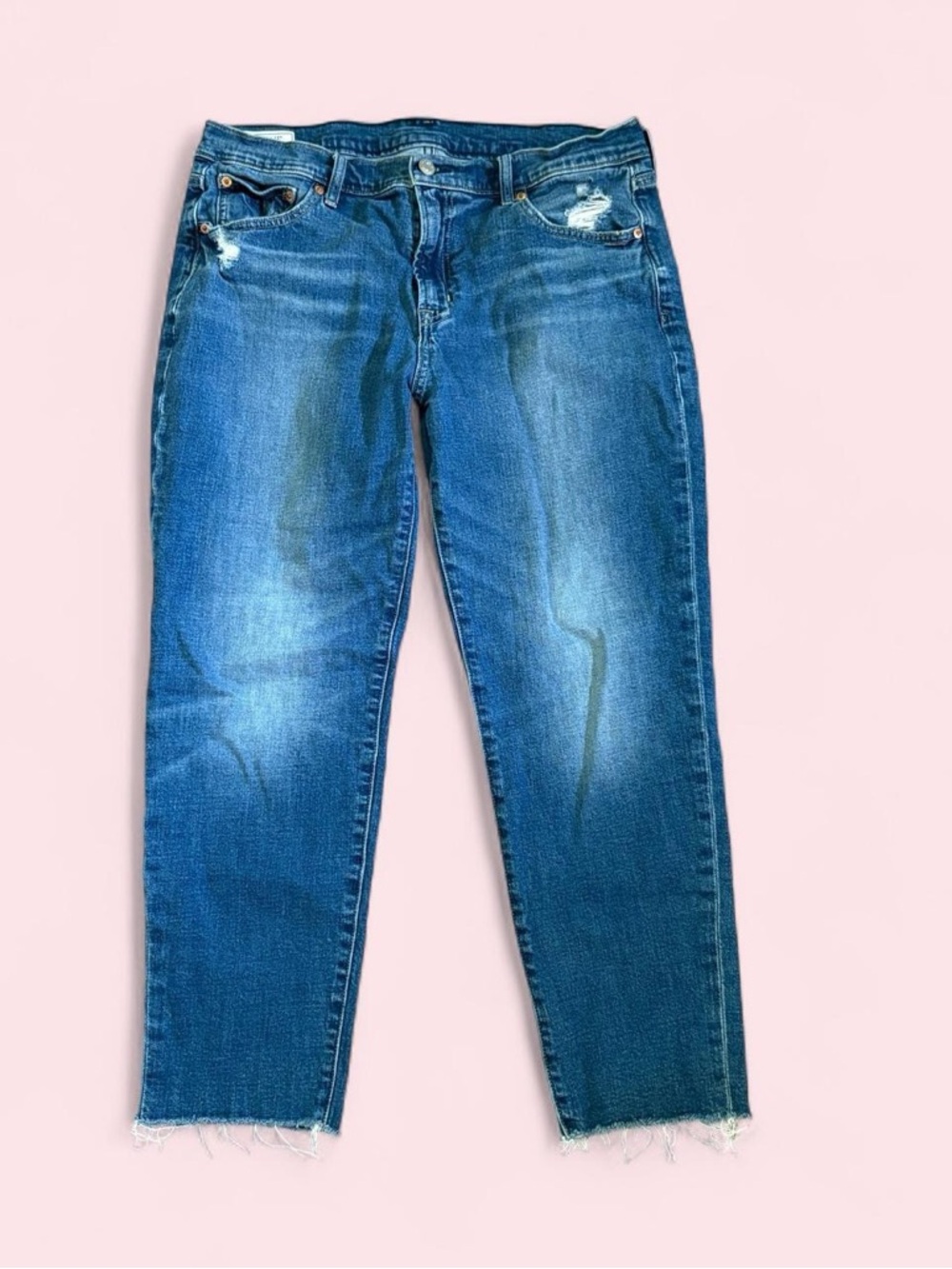 GAP Girlfriend Mid Rise Distressed Blue Jeans